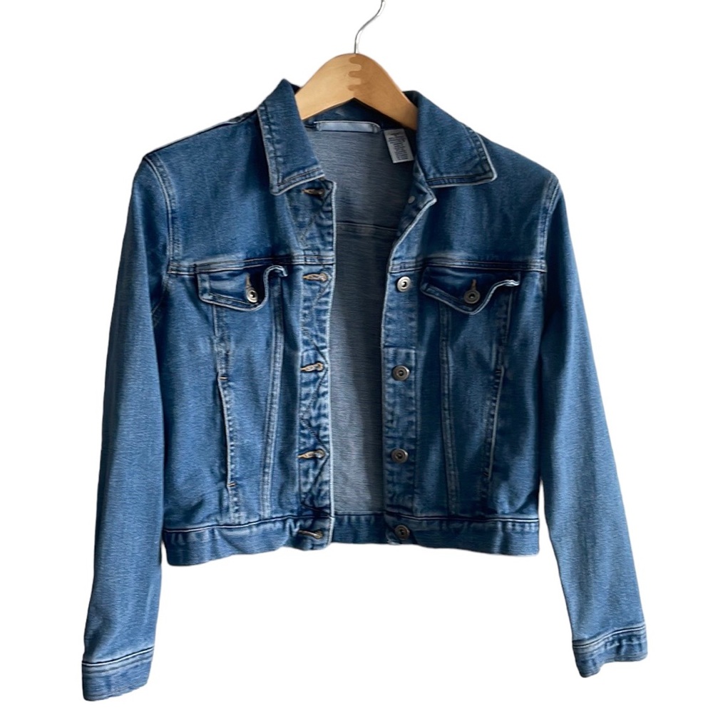 Liz Claiborne Blue Denim Long Sleeve Button Up Jacket Petite Small.